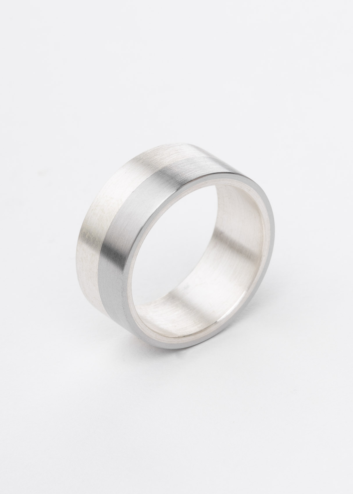 Ring halb Silber/halb Stahl